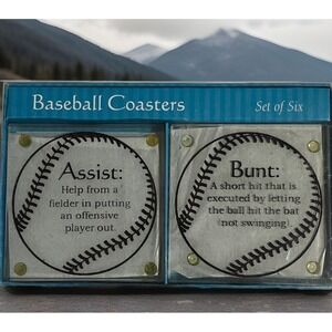 Triangle Inc Vintage Baseball‎ Tempered Glass Coasters - Set of 6 Never Used